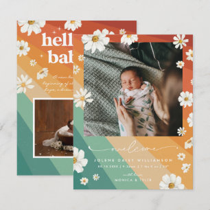 Carte Bienvenue dans le Monde Naissance Rétro Boho