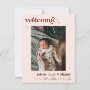 Carte Bienvenue dans le Monde     Naissance Rétro Boho