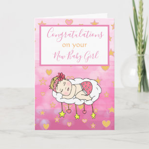 Carte Bienvenue dans le monde nouvelle fille bébé
