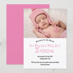 Carte bienvenue de faire-part de photo de bébé
