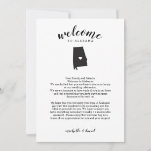 Carte Bienvenue en Alabama   Lettre Mariage et itinérair