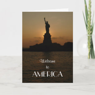 Carte Bienvenue en Amérique/Statue de la Liberté+Nouveau