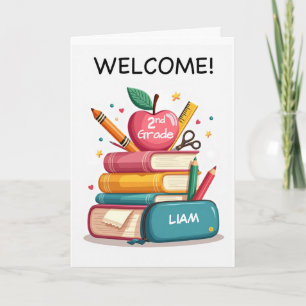 Carte Bienvenue en deuxième année de l'enseignant Person