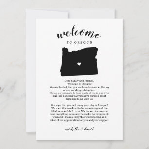 Carte Bienvenue en Oregon   Lettre Mariage et itinéraire