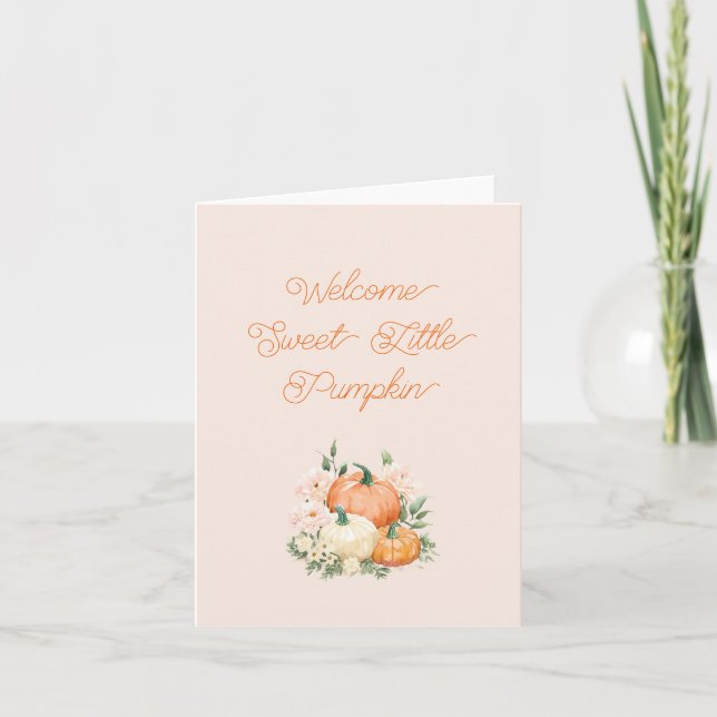 Carte Bienvenue Petit Citrouille rose et orange Nouveau  (Devant)