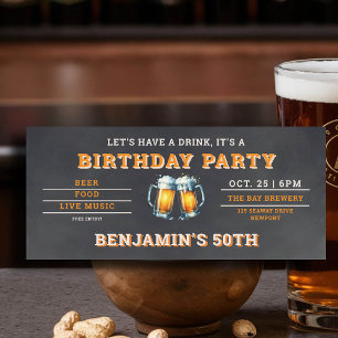 Carte Bière Brasserie à thème Hommes 50e anniversaire No