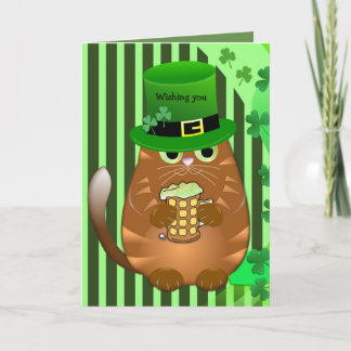 Carte Bière buvant le chat du jour de St Patrick