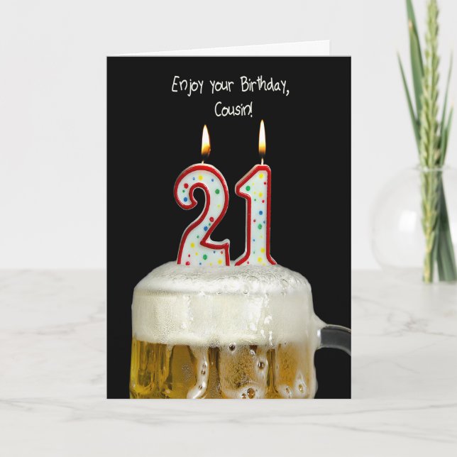 Carte Bière du 21e anniversaire pour Cousin (Devant)