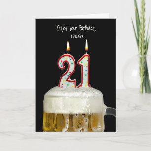 Carte Bière du 21e anniversaire pour Cousin