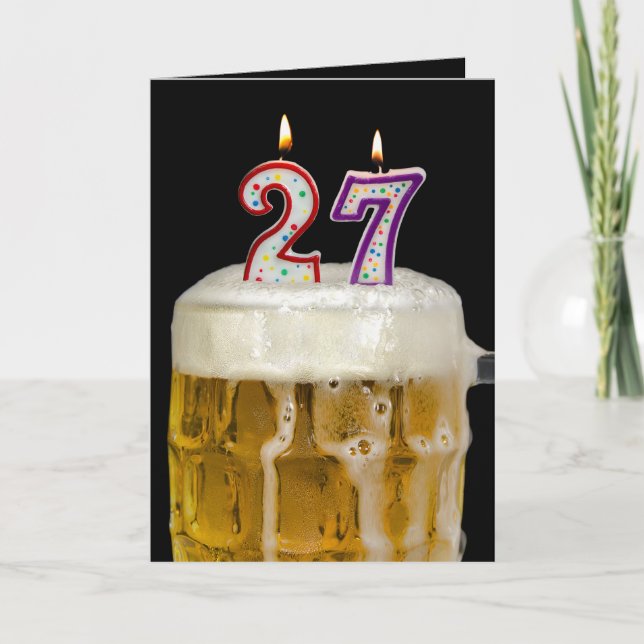 Carte Bière du 27e anniversaire en noir (Devant)