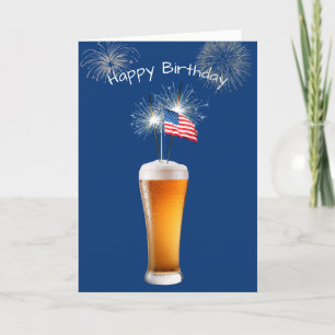 Carte Bière Patriotique D'Anniversaire Avec Éperviers