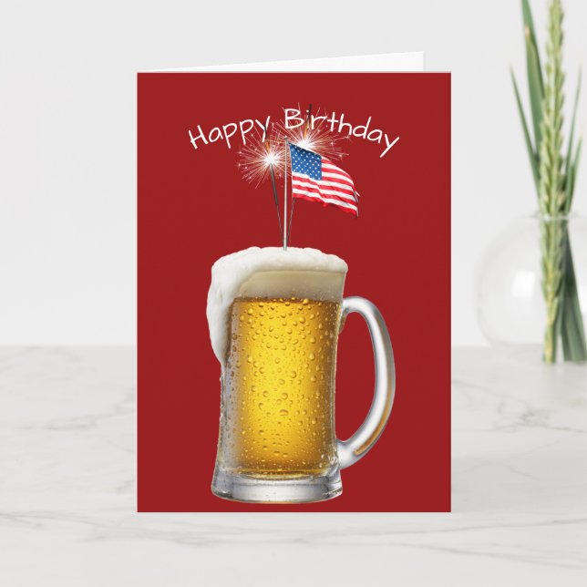 Carte Bière Patriotique D'Anniversaire Avec Éperviers (Devant)