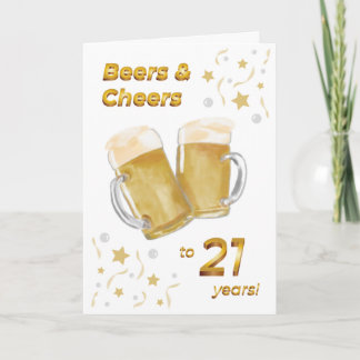 Carte Bières et encouragements Vingt et unième anniversa