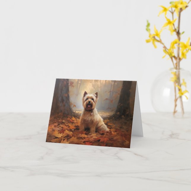 Carte Biewer Terrier à l'automne Leaves automne Inspire (Fleur jaune)