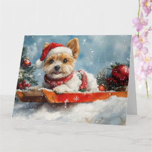 Carte Biewer Terrier Chien dans la boue Laisser il neige