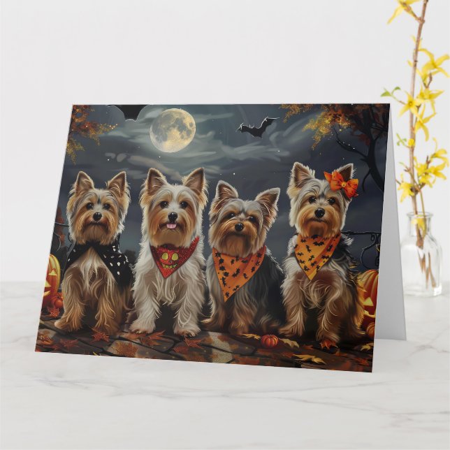 Carte Biewer Terrier Halloween Éffrayant (Fleur jaune)