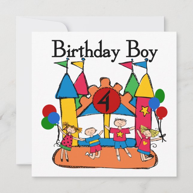 Carte Big Bounce Boy 4th Birthday Tshirts et cadeaux (Devant)