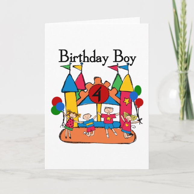 Carte Big Bounce Boy 4th Birthday Tshirts et cadeaux (Devant)