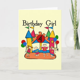 Carte Big Bounce Girl 4th Birthday T-shirts et cadeaux