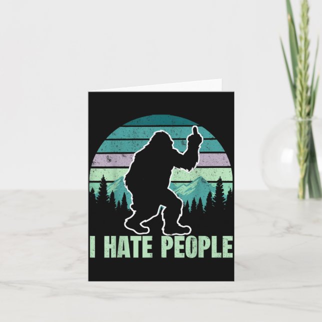 Carte Big Foot I Hate People Middle Finger Sasquatch Ret (Devant)
