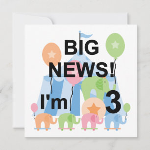 Carte Big News Circus 3e Anniversaire Tshirts et cadeaux