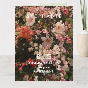 Carte BIG Nom Retraite Félicitations Beaucoup de fleurs