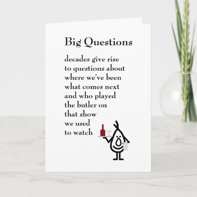 Carte Big Questions - un drôle de poème de soixantième a (Devant)