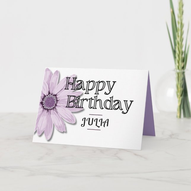 Carte Big Rose Daisy Chic Joyeux Anniversaire Nom person (Devant)