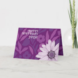 Carte Big Rose Daisy Purple Joyeux Anniversaire Nom pers