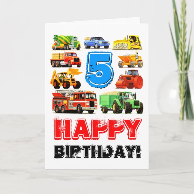 Carte Big Truck pour enfant 5e anniversaire (Devant)