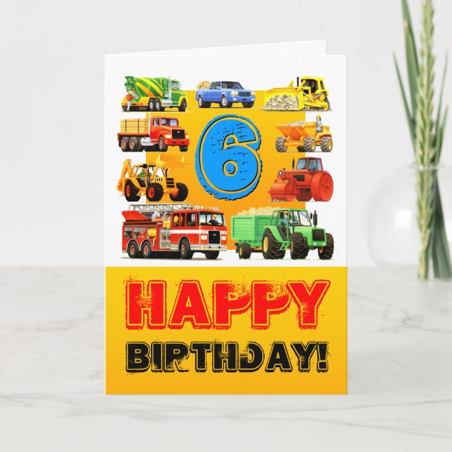 Carte Big Trucks Boy 6 anniversaire (Devant)