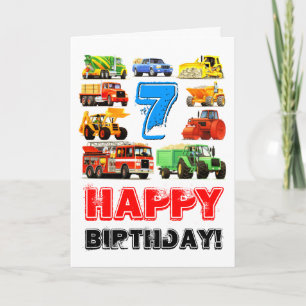 Carte Big Trucks pour enfants 7e anniversaire