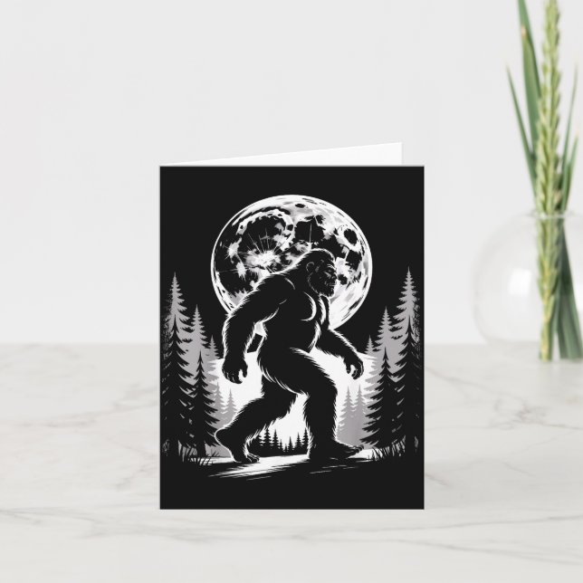 Carte Bigfoot Clair de Lune Sasquatch Forêt Cryptide Ext (Devant)