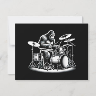 Carte Bigfoot Drummer Sasquatch Jouer Drums Musicien B