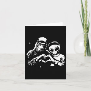 Carte Bigfoot et Alien Heart Hands Funny Valentines Big