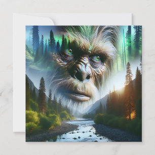 Carte Bigfoot, montagnes, rivière et forêt