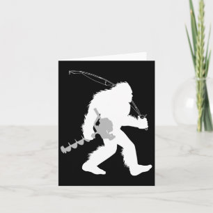 Carte Bigfoot Pêche Glace Yeti Pêcheur Avec Forage Un
