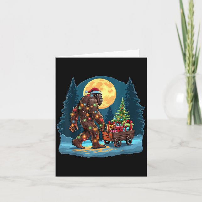 Carte Bigfoot Père Noël Christmas Tree Lights Xmas Sasqu (Devant)