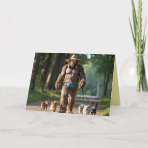 Carte Bigfoot promène le chien