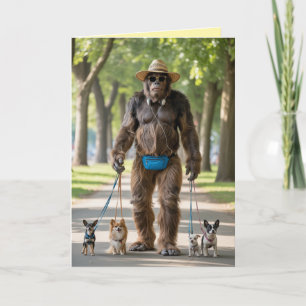 Carte Bigfoot promène le chien