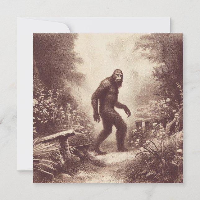 Carte Bigfoot Vintage Illustration Folklore (Devant)