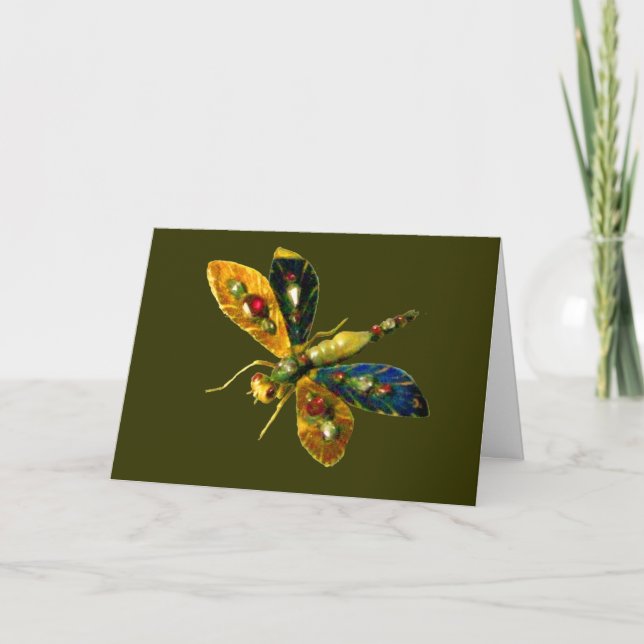 CARTE BIJOU D'OR ANTIQUE AVEC PIERRES (Devant)