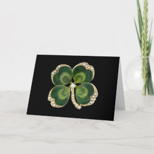 Carte Bijou Shamrock Gold Saint Patrick avec perles
