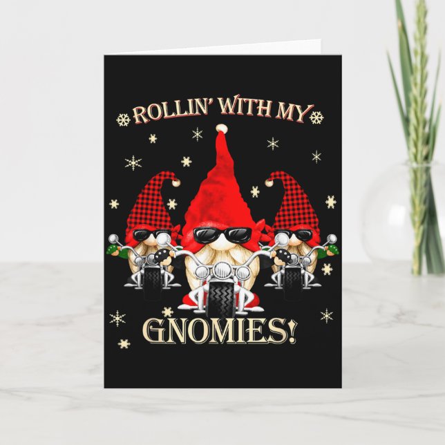Carte Biker Christmas Gnomes Biker Garden Christmas Gnom (Devant)