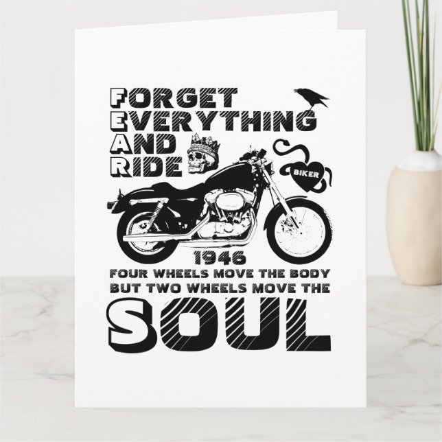 Carte Biker Soul, Date de naissance personnalisée (Devant)