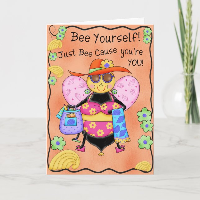 Carte Bikini Bee Whimsy Honey Bee Joyeux anniversaire (Devant)