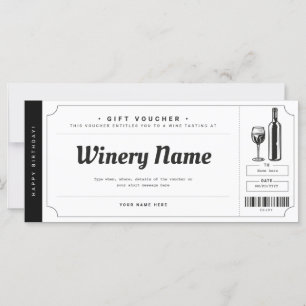 Carte Billet cadeau de dégustation de vin Certificat