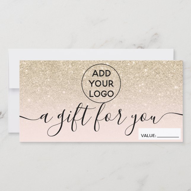 Carte Billet cadeau de logo parties scintillant en or cl (Devant)