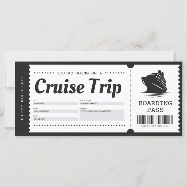Carte Billet cadeau de voyage de Pass d'embarquement de  (Devant)