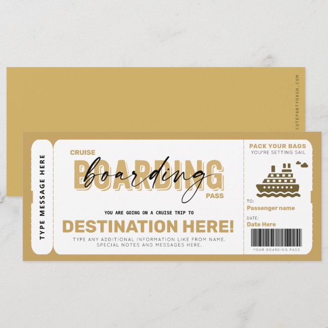 Carte Billet cadeau de voyage de Pass d'embarquement de  (Devant / Derrière)